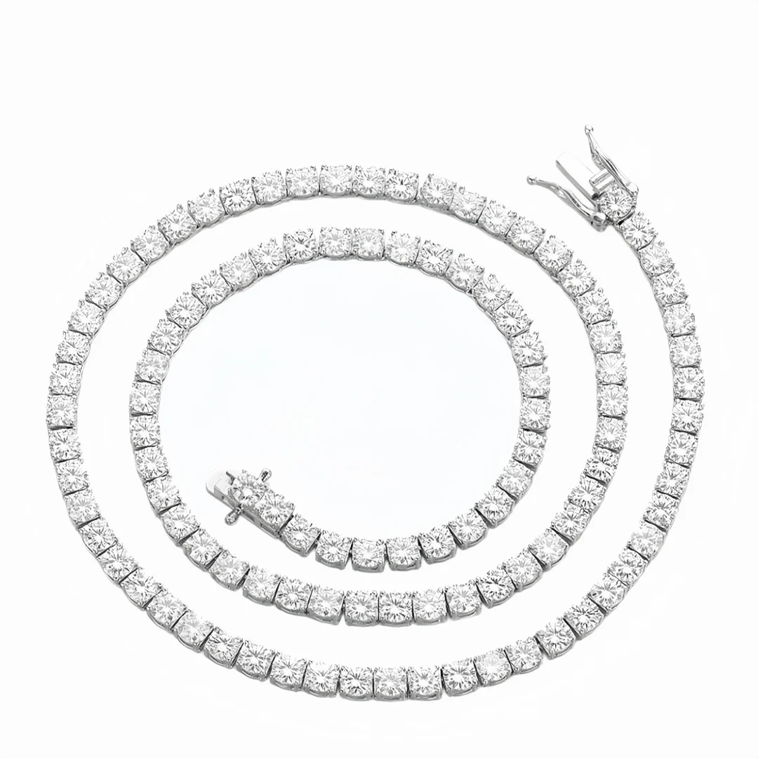 D VVS1 Moissanite Tennis Necklace 100% 925 Sterling Silver 2-6mm with GRA Necklaces for Women Man Wedding Jewelry Fashion Gift