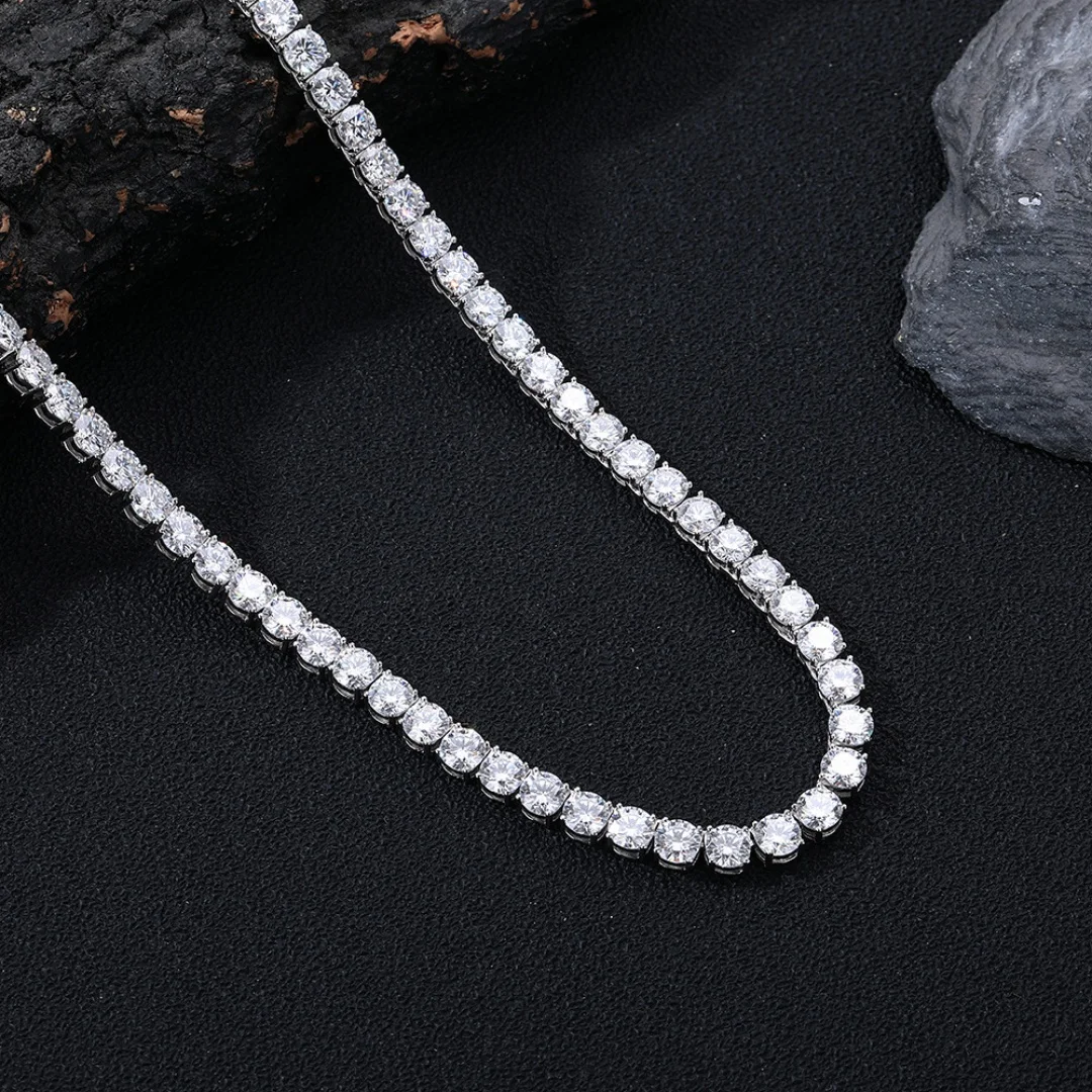 D VVS1 Moissanite Tennis Necklace 100% 925 Sterling Silver 2-6mm with GRA Necklaces for Women Man Wedding Jewelry Fashion Gift