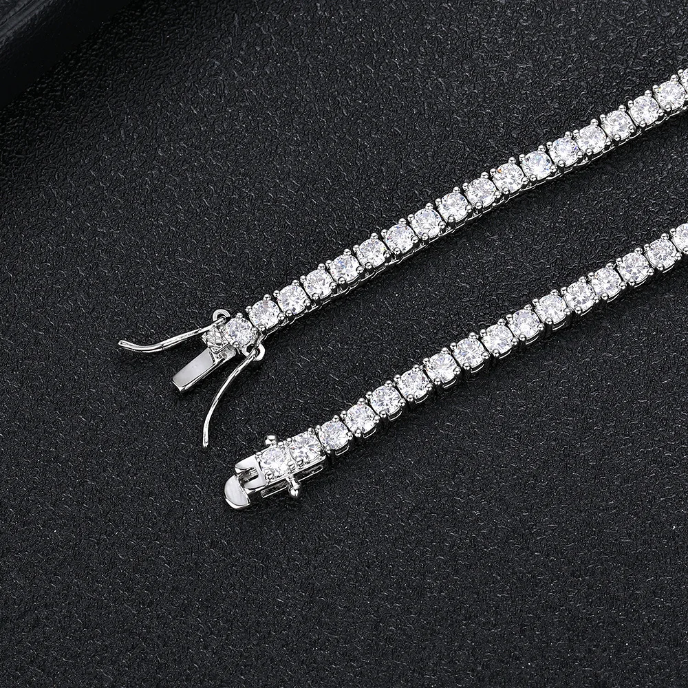D VVS1 Moissanite Tennis Necklace 100% 925 Sterling Silver 2-6mm with GRA Necklaces for Women Man Wedding Jewelry Fashion Gift