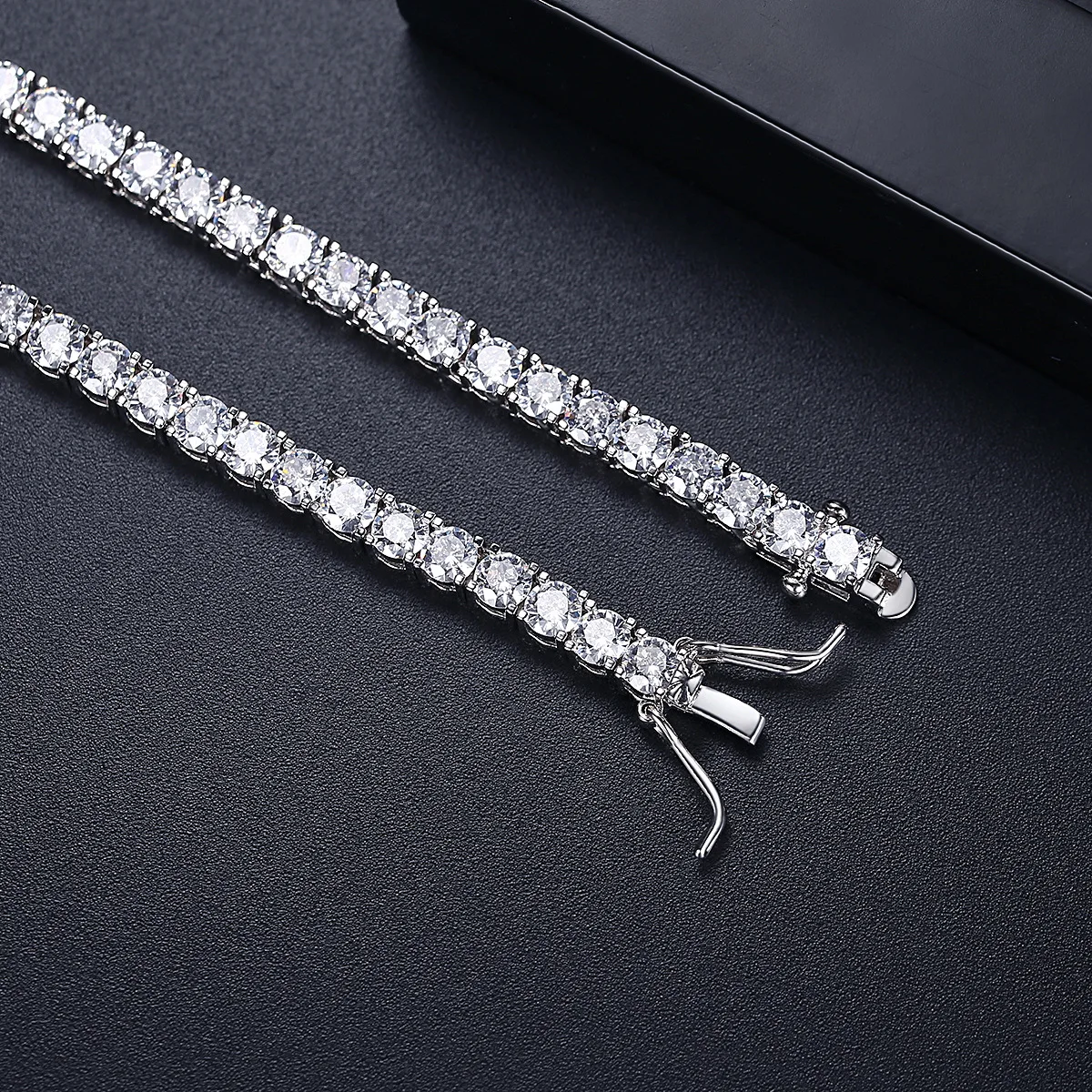D VVS1 Moissanite Tennis Necklace 100% 925 Sterling Silver 2-6mm with GRA Necklaces for Women Man Wedding Jewelry Fashion Gift