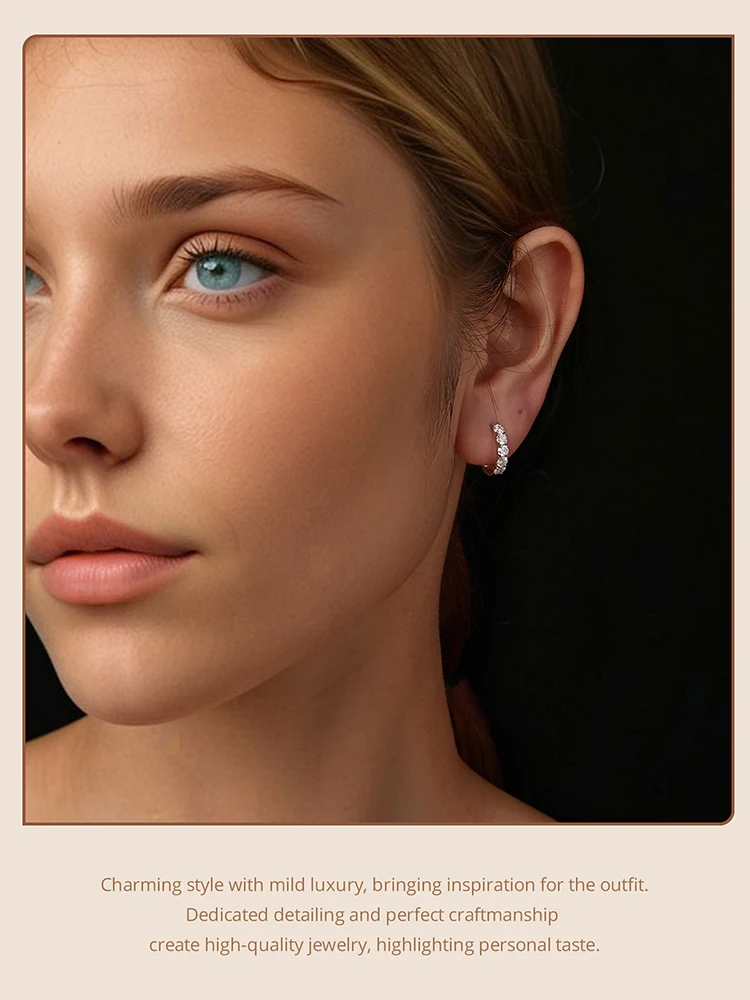 Bamoer U Moissanite Hoop Earrings 925 Sterling Silver Full 0.1CT Moissanite Design Certified Earrings Women Fine Jewelry Wedding