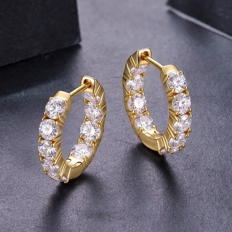 Bamoer U Moissanite Hoop Earrings 925 Sterling Silver Full 0.1CT Moissanite Design Certified Earrings Women Fine Jewelry Wedding