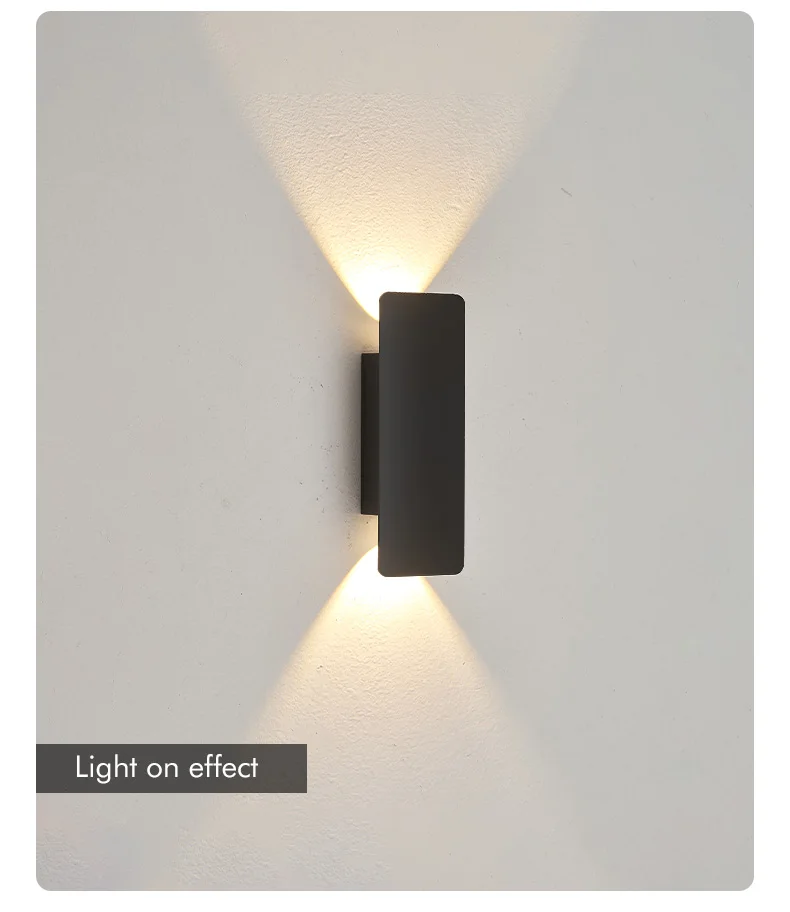 Outdoor Waterproof Wall Lamps Strip Aluminum Wall Lights 18W LED Black Wall Lamp Bedroom Exterior Outdoor Lighting Fixtures