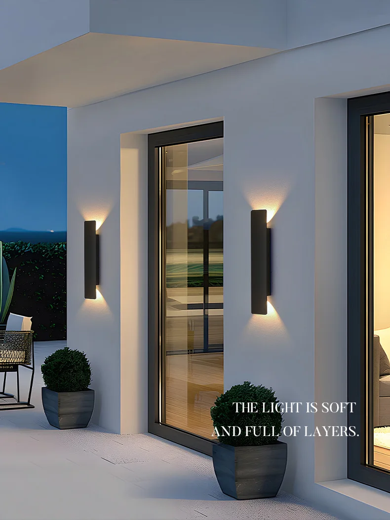 Outdoor Waterproof Wall Lamps Strip Aluminum Wall Lights 18W LED Black Wall Lamp Bedroom Exterior Outdoor Lighting Fixtures