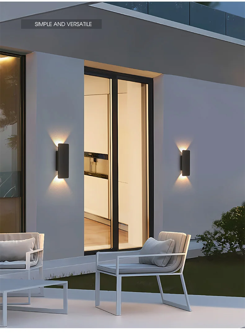 Outdoor Waterproof Wall Lamps Strip Aluminum Wall Lights 18W LED Black Wall Lamp Bedroom Exterior Outdoor Lighting Fixtures