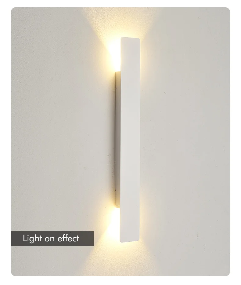 Outdoor Waterproof Wall Lamps Strip Aluminum Wall Lights 18W LED Black Wall Lamp Bedroom Exterior Outdoor Lighting Fixtures