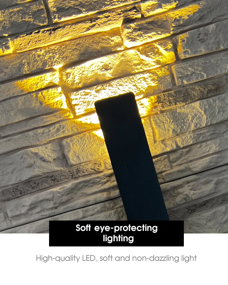 Outdoor Waterproof Wall Lamps Strip Aluminum Wall Lights 18W LED Black Wall Lamp Bedroom Exterior Outdoor Lighting Fixtures