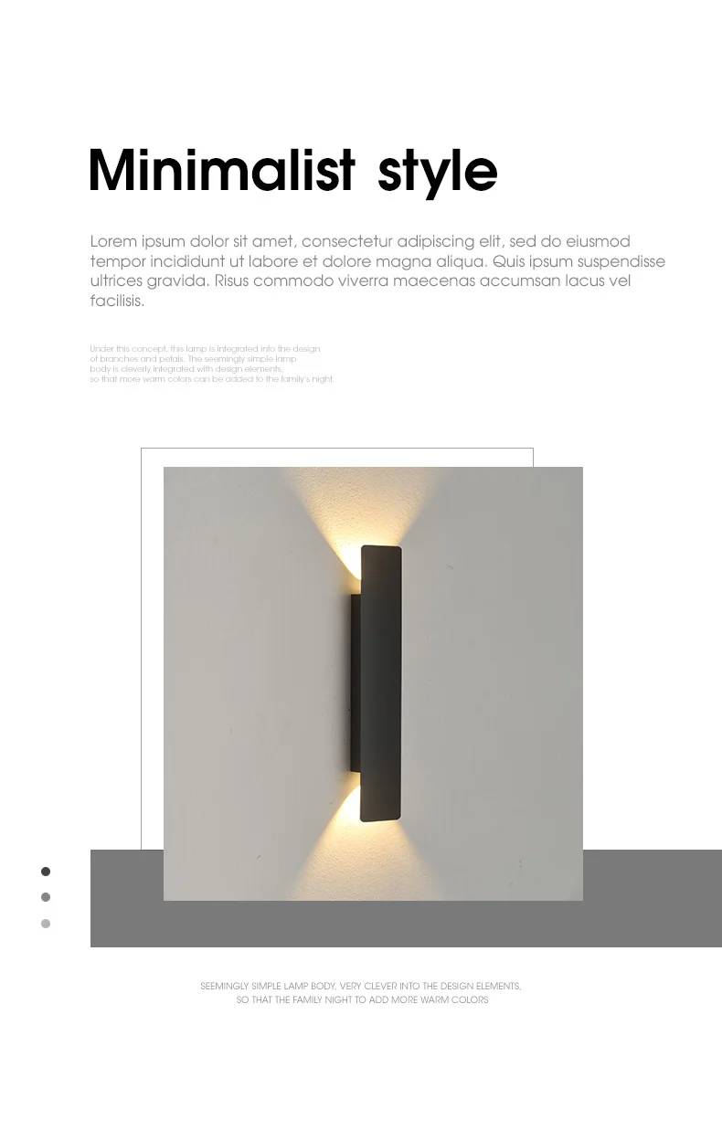 Outdoor Waterproof Wall Lamps Strip Aluminum Wall Lights 18W LED Black Wall Lamp Bedroom Exterior Outdoor Lighting Fixtures