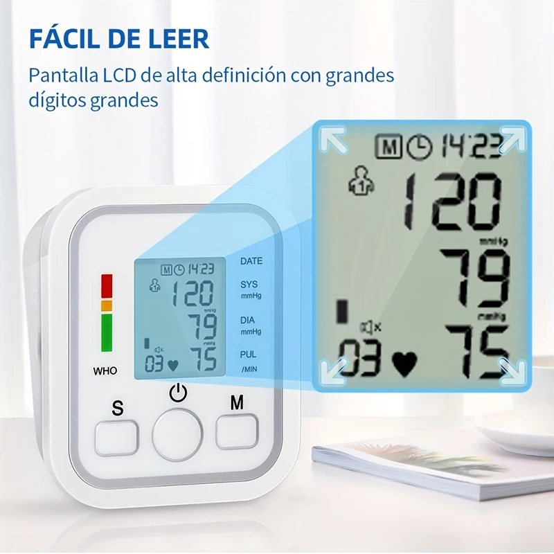Blood Pressure Monitor Upper Arm Automatic BP Cuff Machine with LED Display for Home Use Health Care
