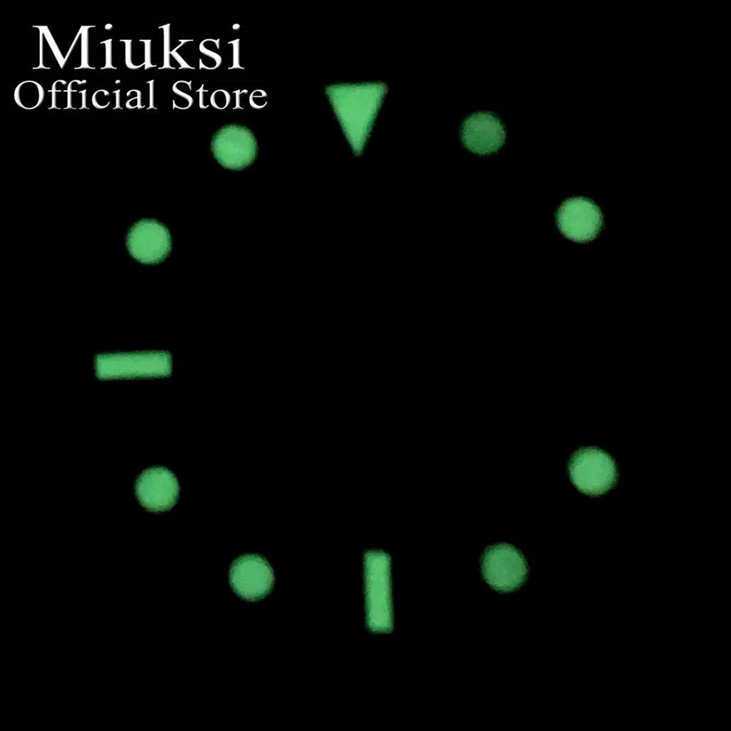 Miuksi 29mm black white blue green watch dial luminous dial fit NH34 NH35 movement
