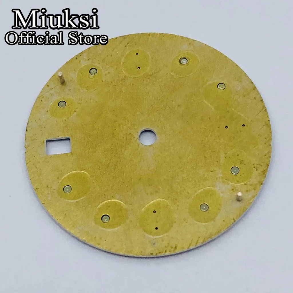 Miuksi 29mm black white blue green watch dial luminous dial fit NH34 NH35 movement