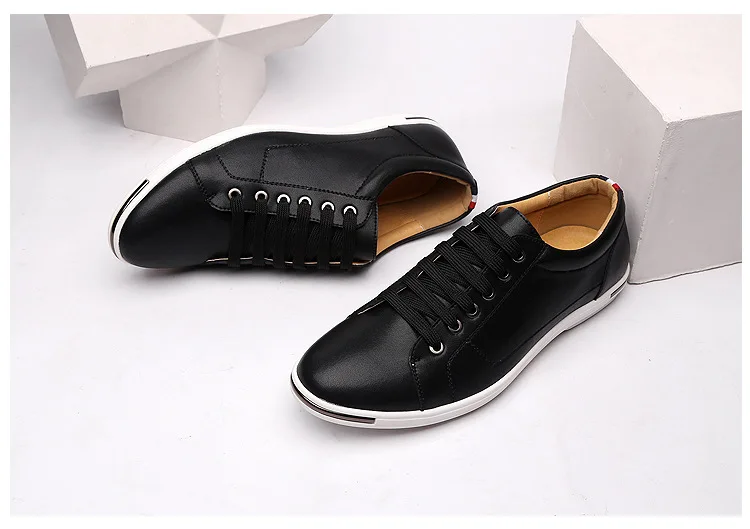 Fashion Men's Leather Shoes 2026 Plus Size 48 Men Leather Shoes Simple Designer Men's Shoes Breathable Classic Lace-up Sneakers