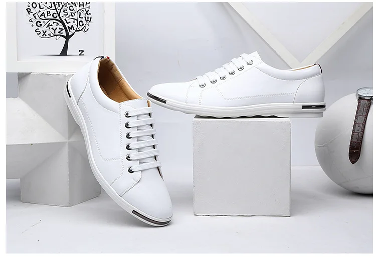 Fashion Men's Leather Shoes 2026 Plus Size 48 Men Leather Shoes Simple Designer Men's Shoes Breathable Classic Lace-up Sneakers