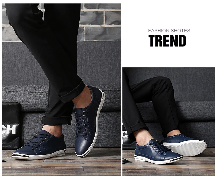 Fashion Men's Leather Shoes 2026 Plus Size 48 Men Leather Shoes Simple Designer Men's Shoes Breathable Classic Lace-up Sneakers