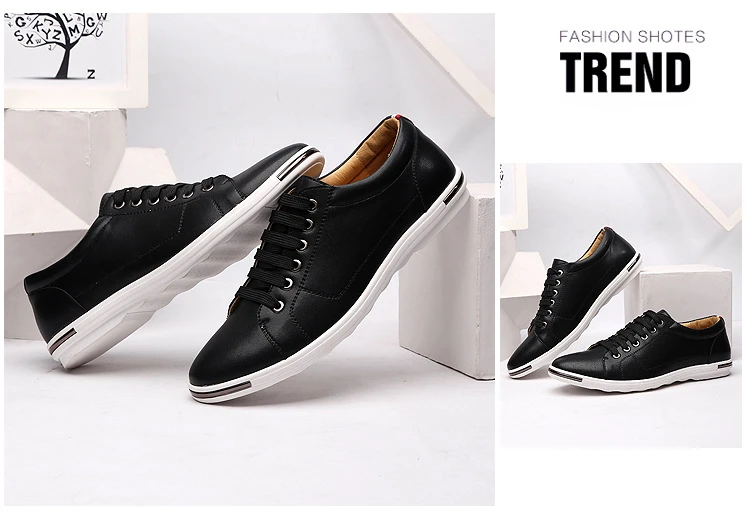 Fashion Men's Leather Shoes 2026 Plus Size 48 Men Leather Shoes Simple Designer Men's Shoes Breathable Classic Lace-up Sneakers