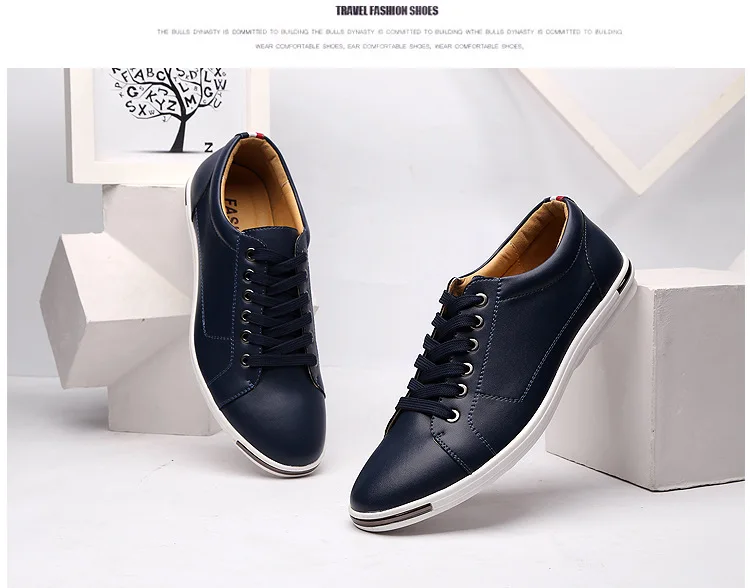 Fashion Men's Leather Shoes 2026 Plus Size 48 Men Leather Shoes Simple Designer Men's Shoes Breathable Classic Lace-up Sneakers