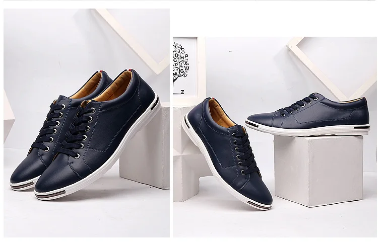 Fashion Men's Leather Shoes 2026 Plus Size 48 Men Leather Shoes Simple Designer Men's Shoes Breathable Classic Lace-up Sneakers