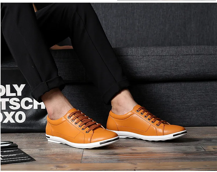 Fashion Men's Leather Shoes 2026 Plus Size 48 Men Leather Shoes Simple Designer Men's Shoes Breathable Classic Lace-up Sneakers