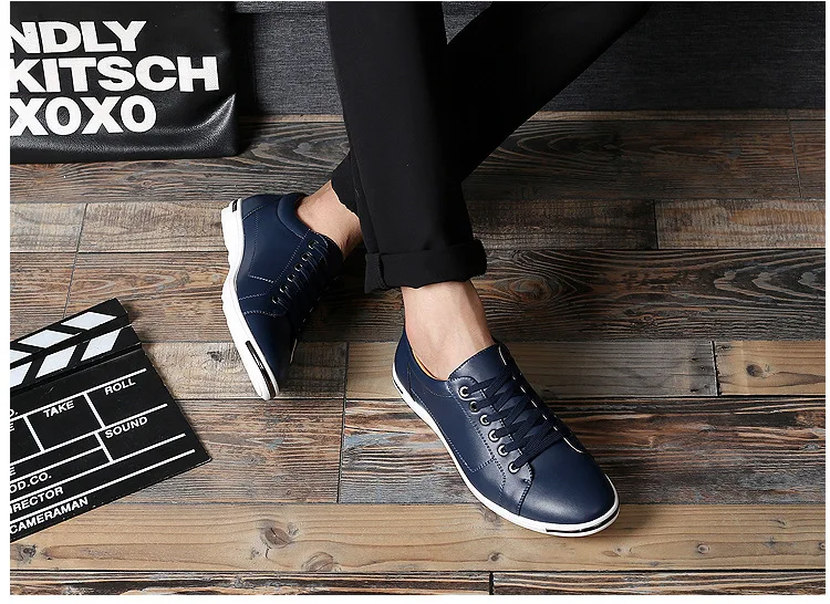 Fashion Men's Leather Shoes 2026 Plus Size 48 Men Leather Shoes Simple Designer Men's Shoes Breathable Classic Lace-up Sneakers