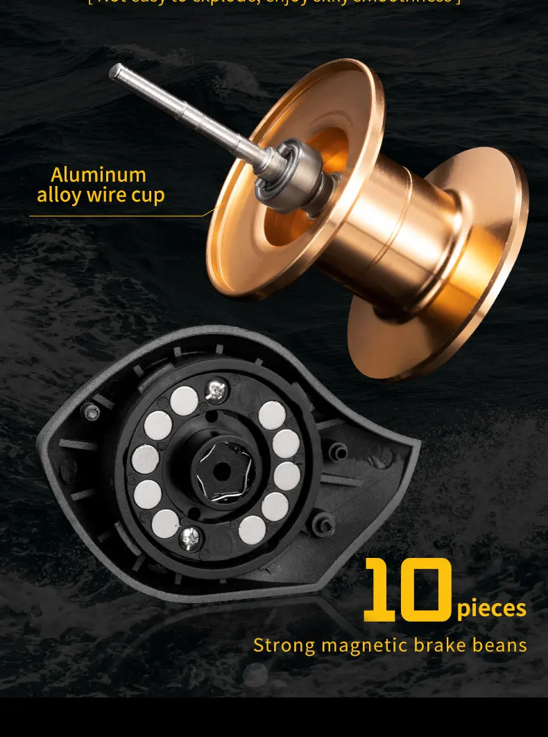 Rooblinos AK Series,7.2:1 Gear Ratio,2+1 Ball Bearing,18LB Max Drag,Baitcasting Reel,For Freshwater Saltwater