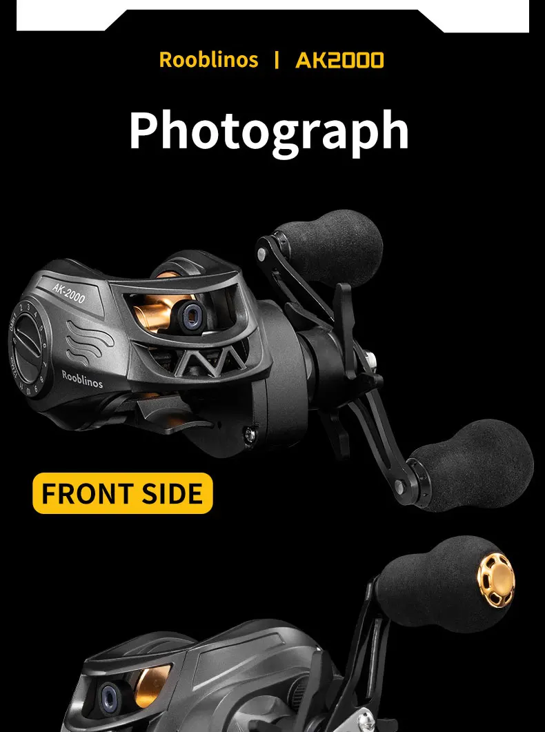 Rooblinos AK Series,7.2:1 Gear Ratio,2+1 Ball Bearing,18LB Max Drag,Baitcasting Reel,For Freshwater Saltwater