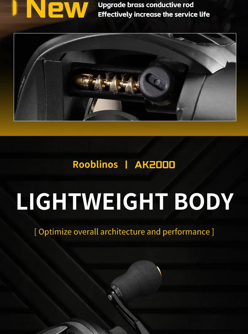 Rooblinos AK Series,7.2:1 Gear Ratio,2+1 Ball Bearing,18LB Max Drag,Baitcasting Reel,For Freshwater Saltwater