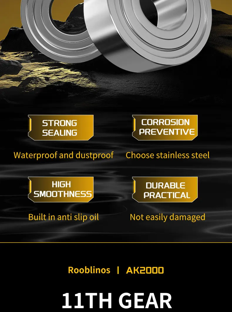 Rooblinos AK Series,7.2:1 Gear Ratio,2+1 Ball Bearing,18LB Max Drag,Baitcasting Reel,For Freshwater Saltwater