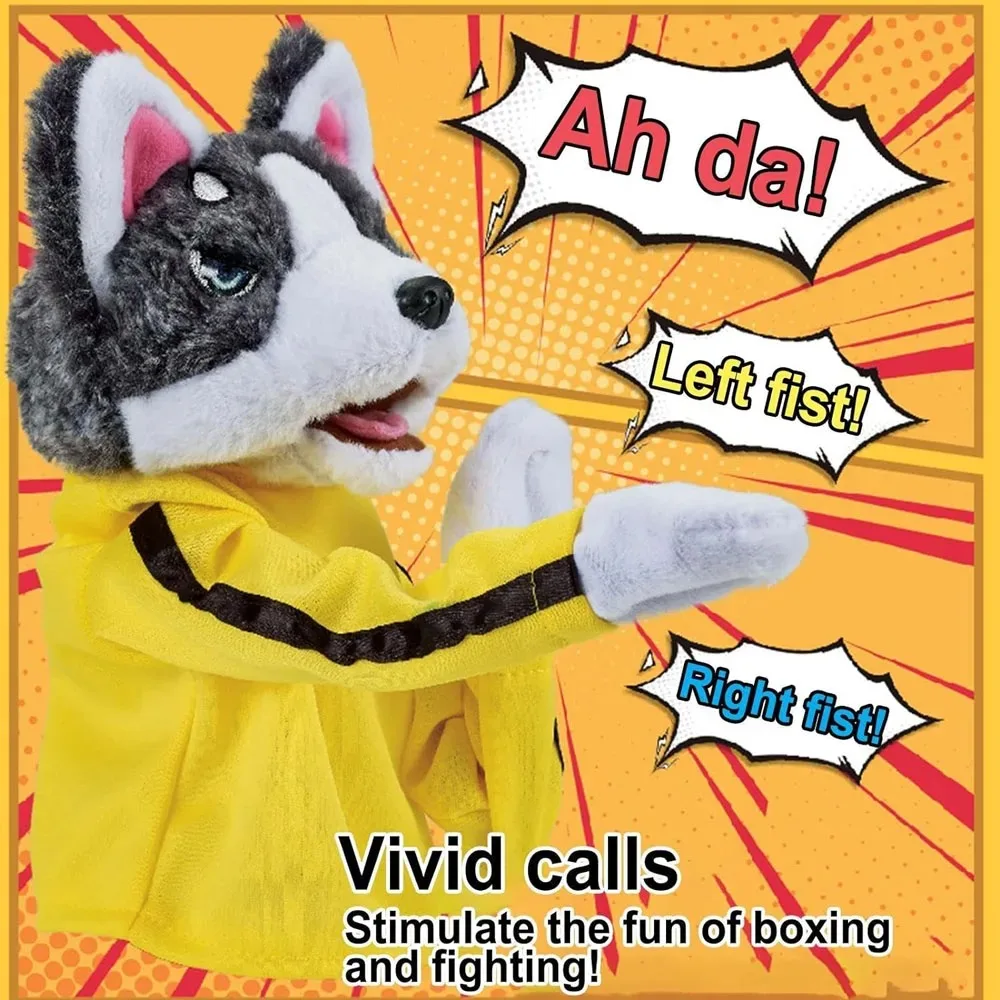 Kid Kung Fu Animal Toy Husky Glove Doll Game Plush Toy Boxer Hand Puppet Dog Action Interactive Toys Party Social Game