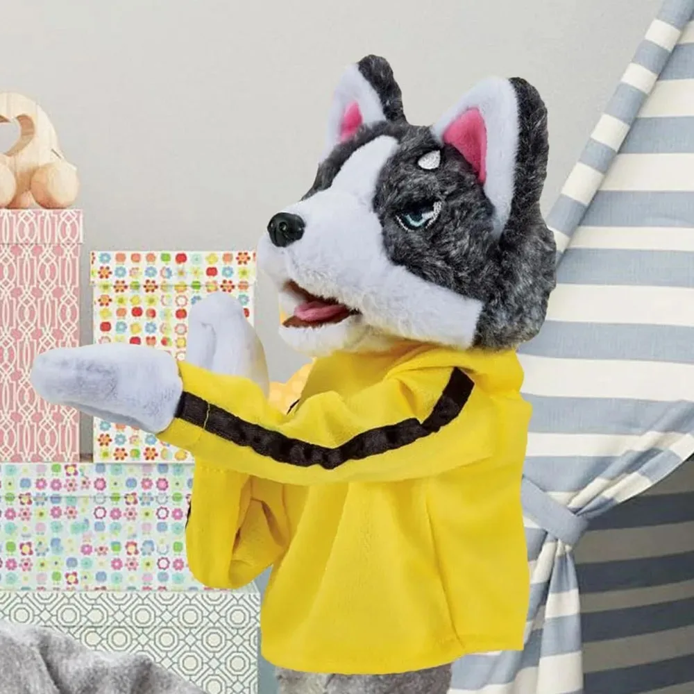 Kid Kung Fu Animal Toy Husky Glove Doll Game Plush Toy Boxer Hand Puppet Dog Action Interactive Toys Party Social Game