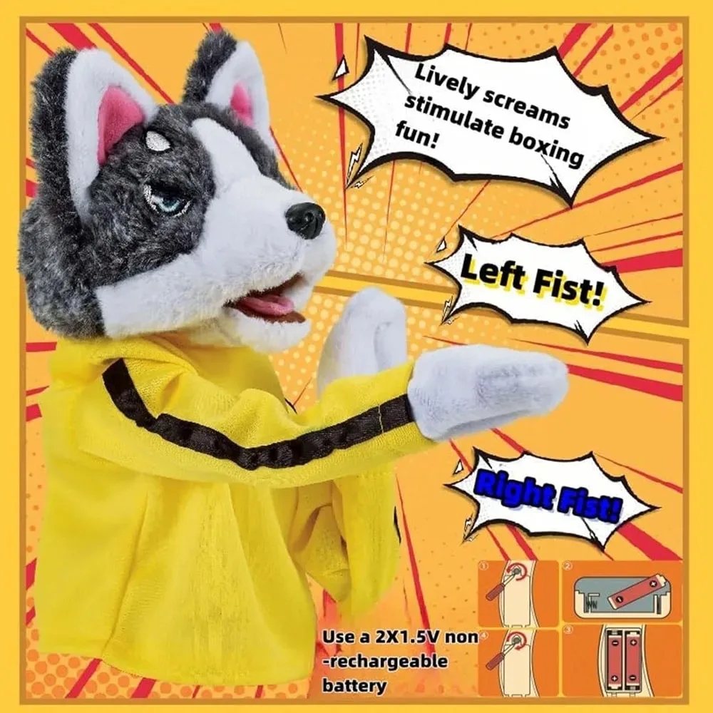 Kid Kung Fu Animal Toy Husky Glove Doll Game Plush Toy Boxer Hand Puppet Dog Action Interactive Toys Party Social Game