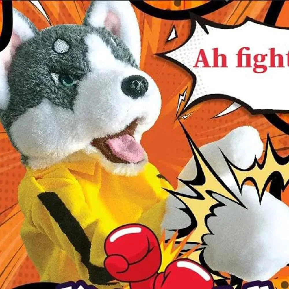 Kid Kung Fu Animal Toy Husky Glove Doll Game Plush Toy Boxer Hand Puppet Dog Action Interactive Toys Party Social Game