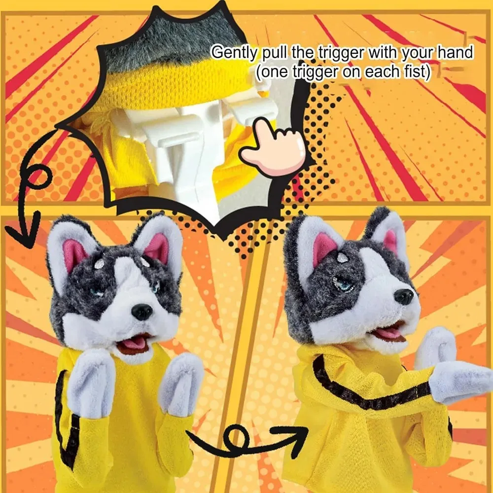 Kid Kung Fu Animal Toy Husky Glove Doll Game Plush Toy Boxer Hand Puppet Dog Action Interactive Toys Party Social Game