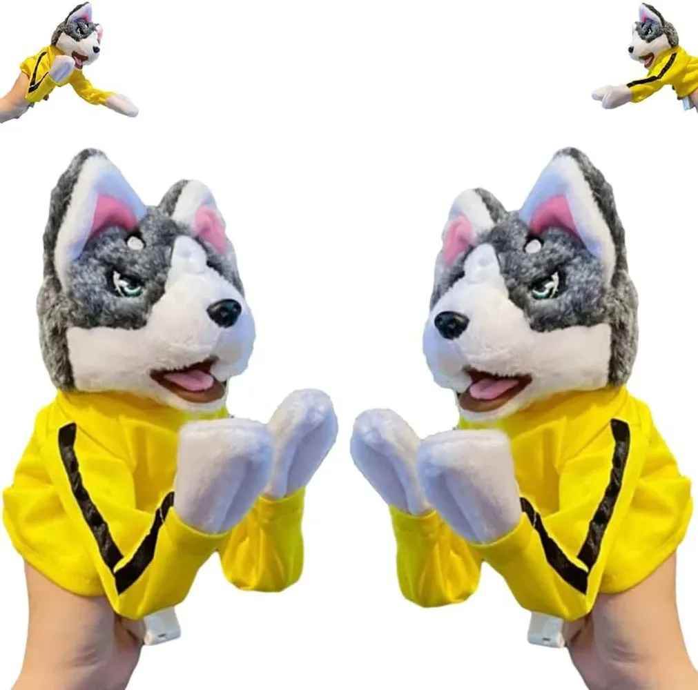 Kid Kung Fu Animal Toy Husky Glove Doll Game Plush Toy Boxer Hand Puppet Dog Action Interactive Toys Party Social Game