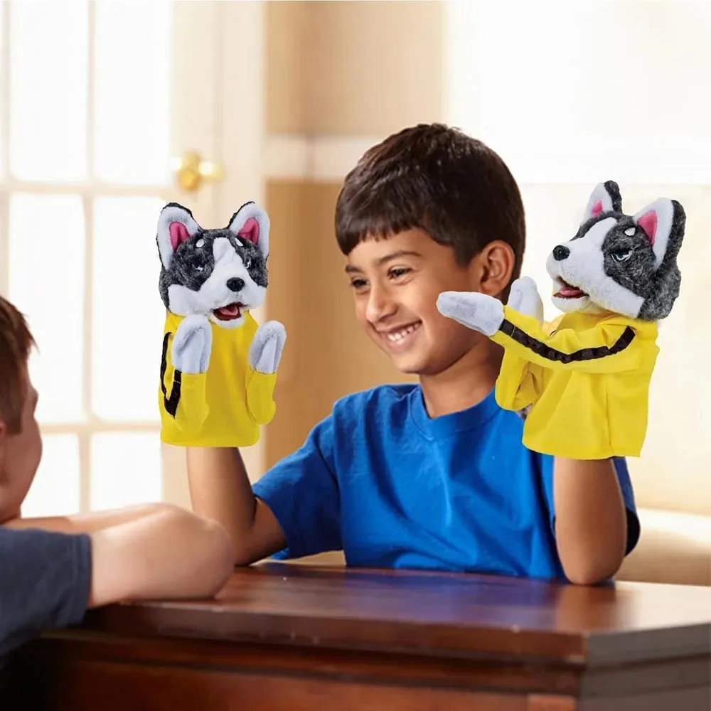 Kid Kung Fu Animal Toy Husky Glove Doll Game Plush Toy Boxer Hand Puppet Dog Action Interactive Toys Party Social Game