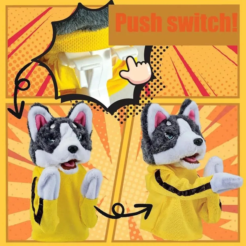 Kid Kung Fu Animal Toy Husky Glove Doll Game Plush Toy Boxer Hand Puppet Dog Action Interactive Toys Party Social Game