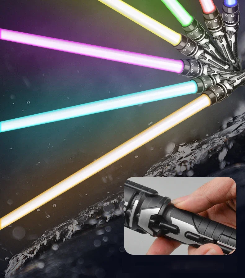 Colorful Glowing Sword Toys Laser Sword Lightsaber Red and Blue Double Saber Telescopic Music Cosplay Cool Flashing Children Toy