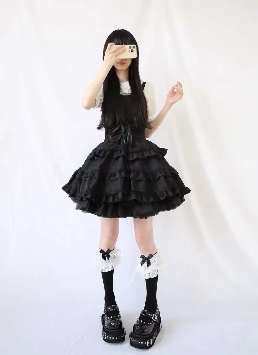 Kawaii Lolita Shoes Platform Platforms for Women Fashion Rivet Mary Jane Round Toe School Shoes Girl Cute Shoes Black