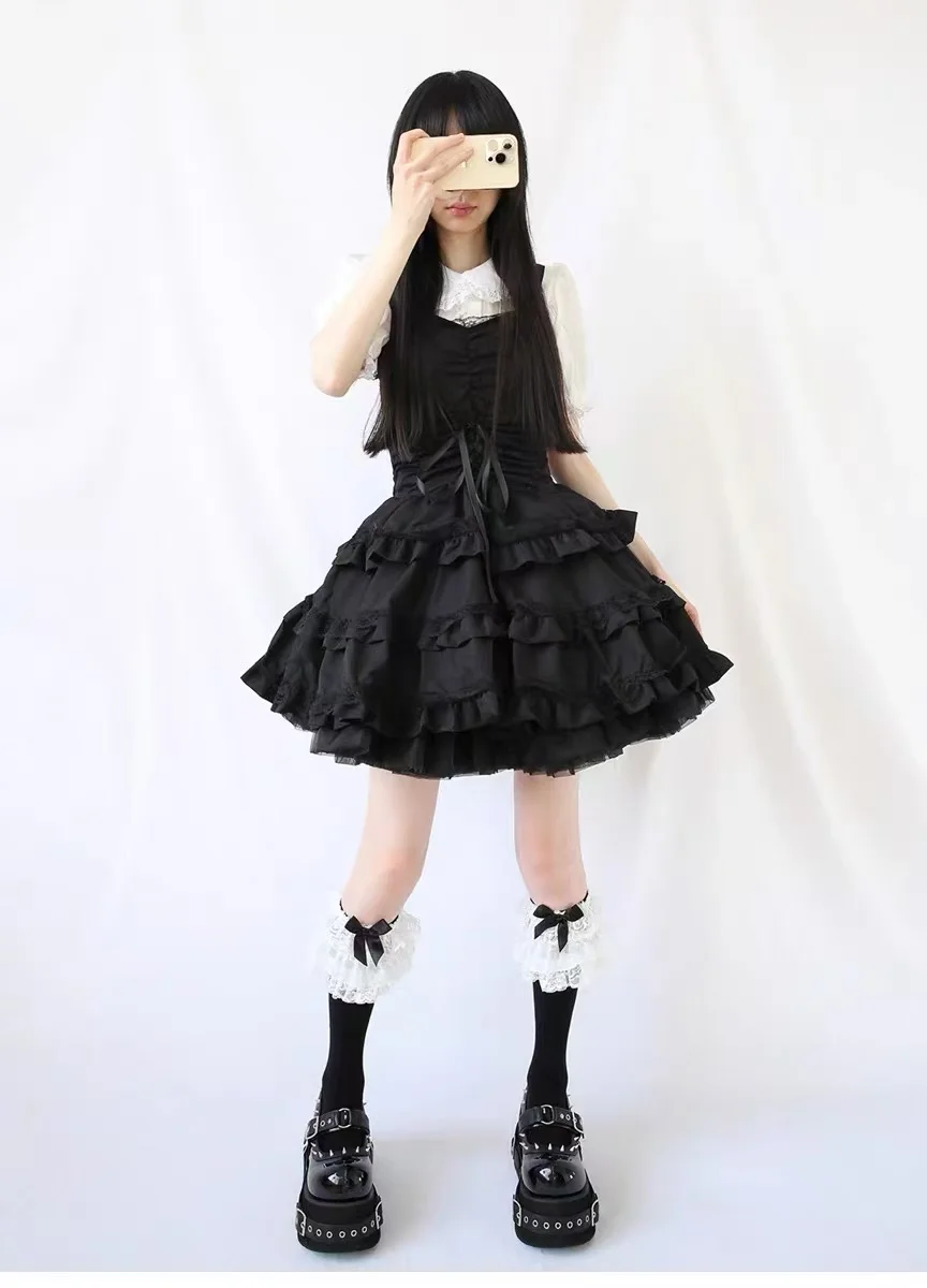 Kawaii Lolita Shoes Platform Platforms for Women Fashion Rivet Mary Jane Round Toe School Shoes Girl Cute Shoes Black