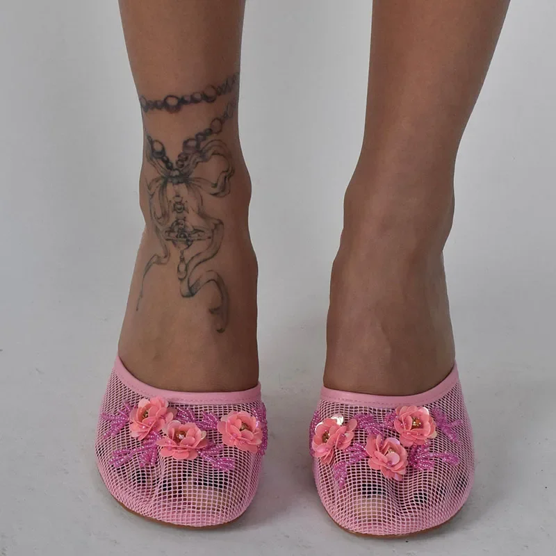 2026 New Women Mules Sandals Mesh Hollow Out Thick Sole Wedge Heels Summer Slip on Open Toe Casual Female Slippers