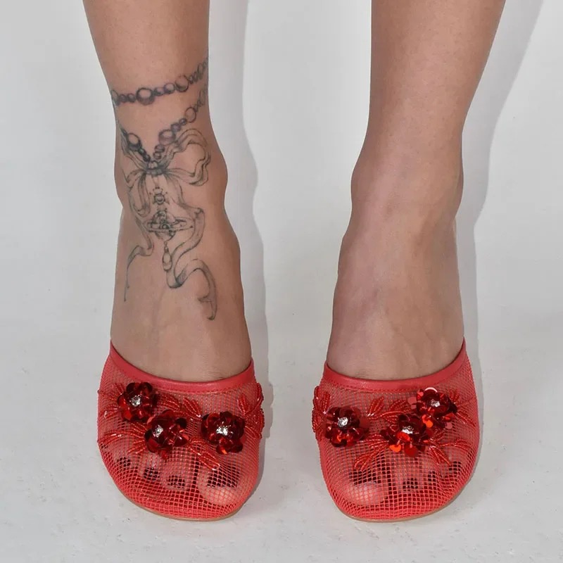 2026 New Women Mules Sandals Mesh Hollow Out Thick Sole Wedge Heels Summer Slip on Open Toe Casual Female Slippers