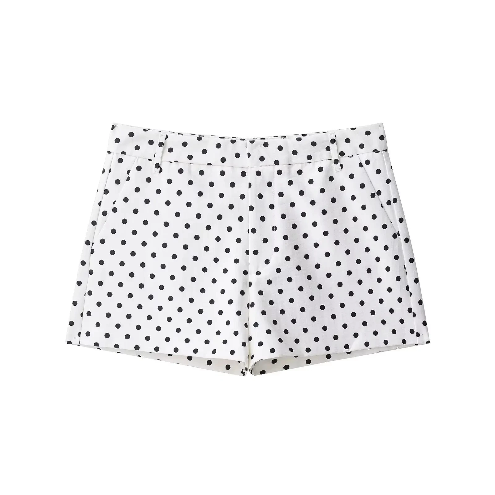 HH Fashion Women's Polka Dot Print Short Coats Autumn Long Sleeves Turtleneck Zipper With Pockets Drawstring Casual Jacket