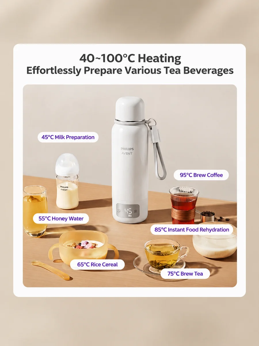 Avent Portable Bottle Warmer Travel Kettle 550ml 316L Stainless Steel 100C Boiling Constant Temperature Baby Formula Milk Warmer