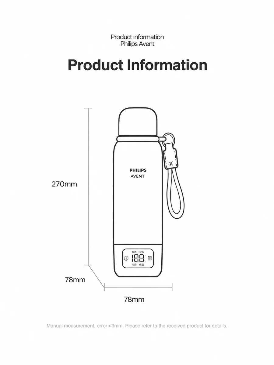 Avent Portable Bottle Warmer Travel Kettle 550ml 316L Stainless Steel 100C Boiling Constant Temperature Baby Formula Milk Warmer