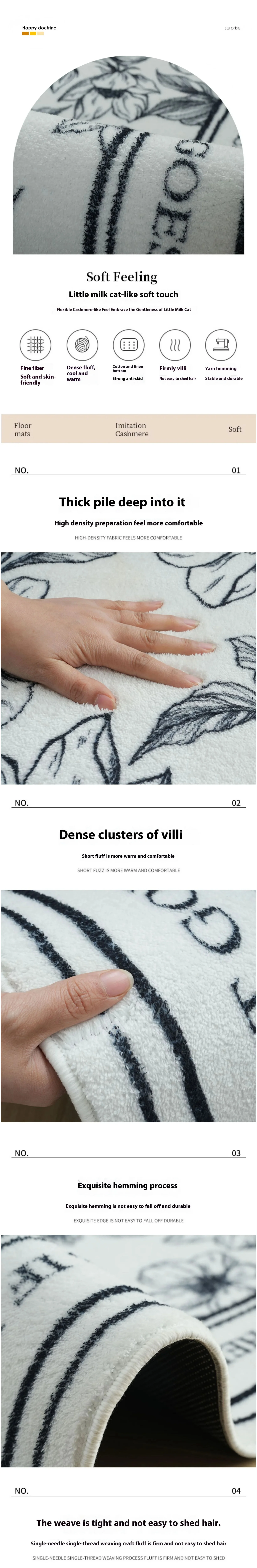 VIKAMA European Countryside Girl Style Carpet Living Room Bedroom Decorative Carpet Soft Machine Washable Carpet Home Decor