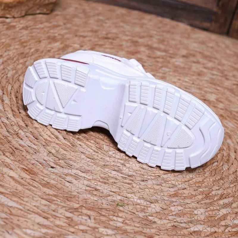 Women Sneakers Fashion Thick-sole Leather Casual Shoe Height-increasing Sport Shoe Laced Platform Vulcanize Shoes Tenis Feminino