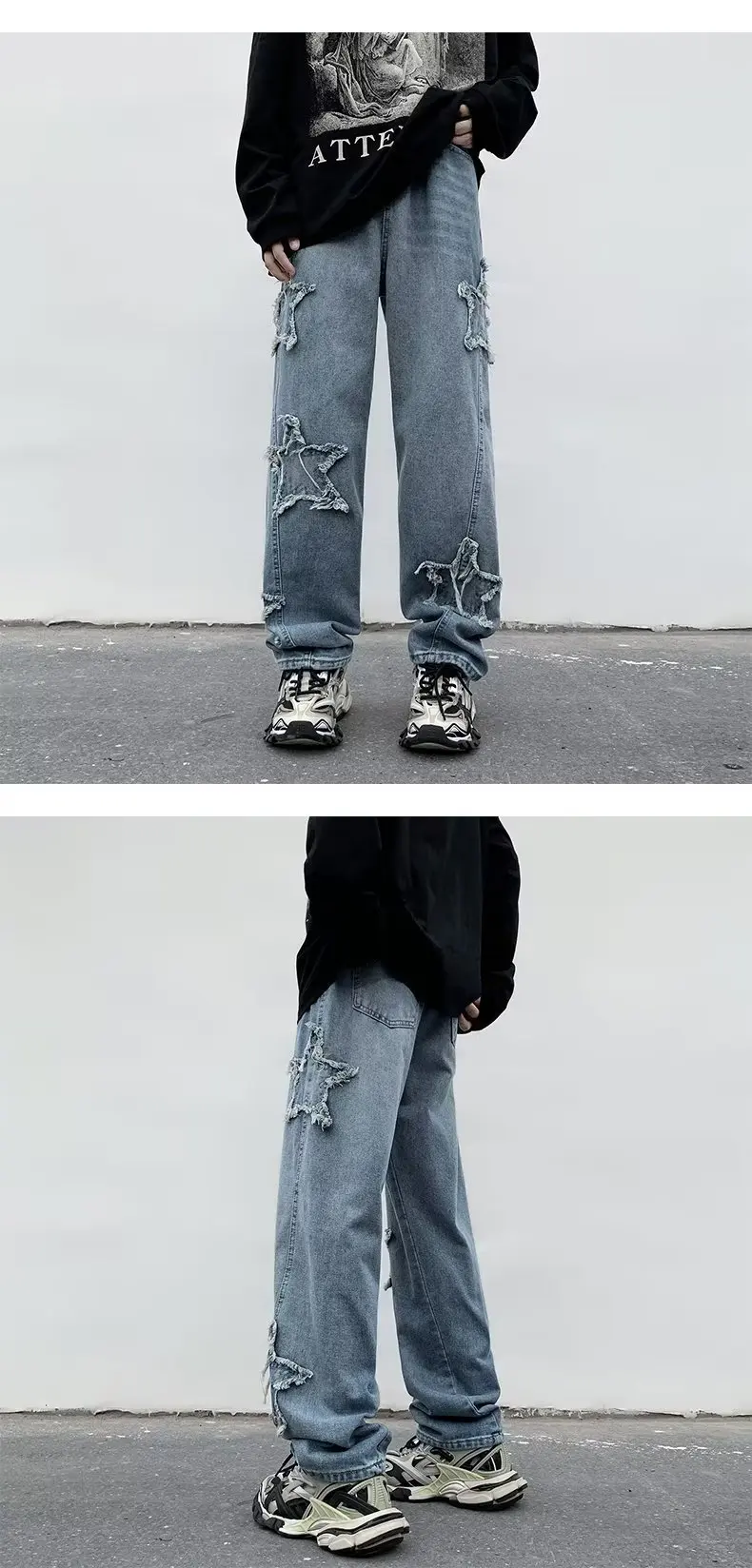 2025 New Fashion Stars Towel Embroidery Brown Men Jeans Pants Y2K Clothes Straight Hip Hop Cotton Trousers Pantalon Homme