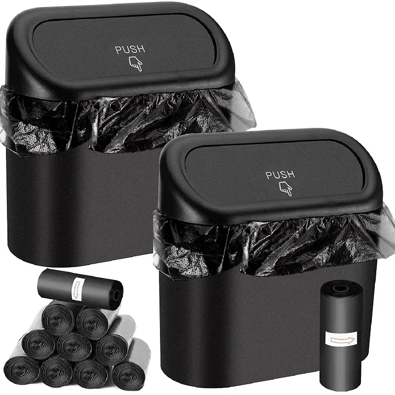 1/2/3Pcs Car Trash Can (with Lid) Contains 60 (300) Garbage Bags, Small Car Trash Can, Leak-proof Mini Car Accessories