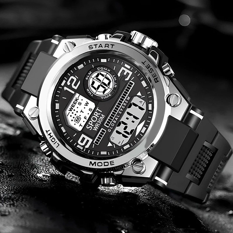 Luxury Electronic Watch for Man Outdoor Sports Men's Watches Stopwatch Waterproof Calendar LED Digital Sports Watch for Student
