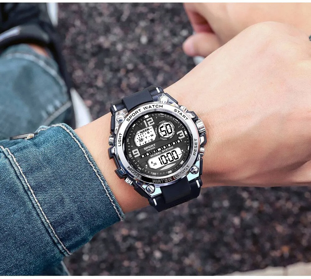 Luxury Electronic Watch for Man Outdoor Sports Men's Watches Stopwatch Waterproof Calendar LED Digital Sports Watch for Student