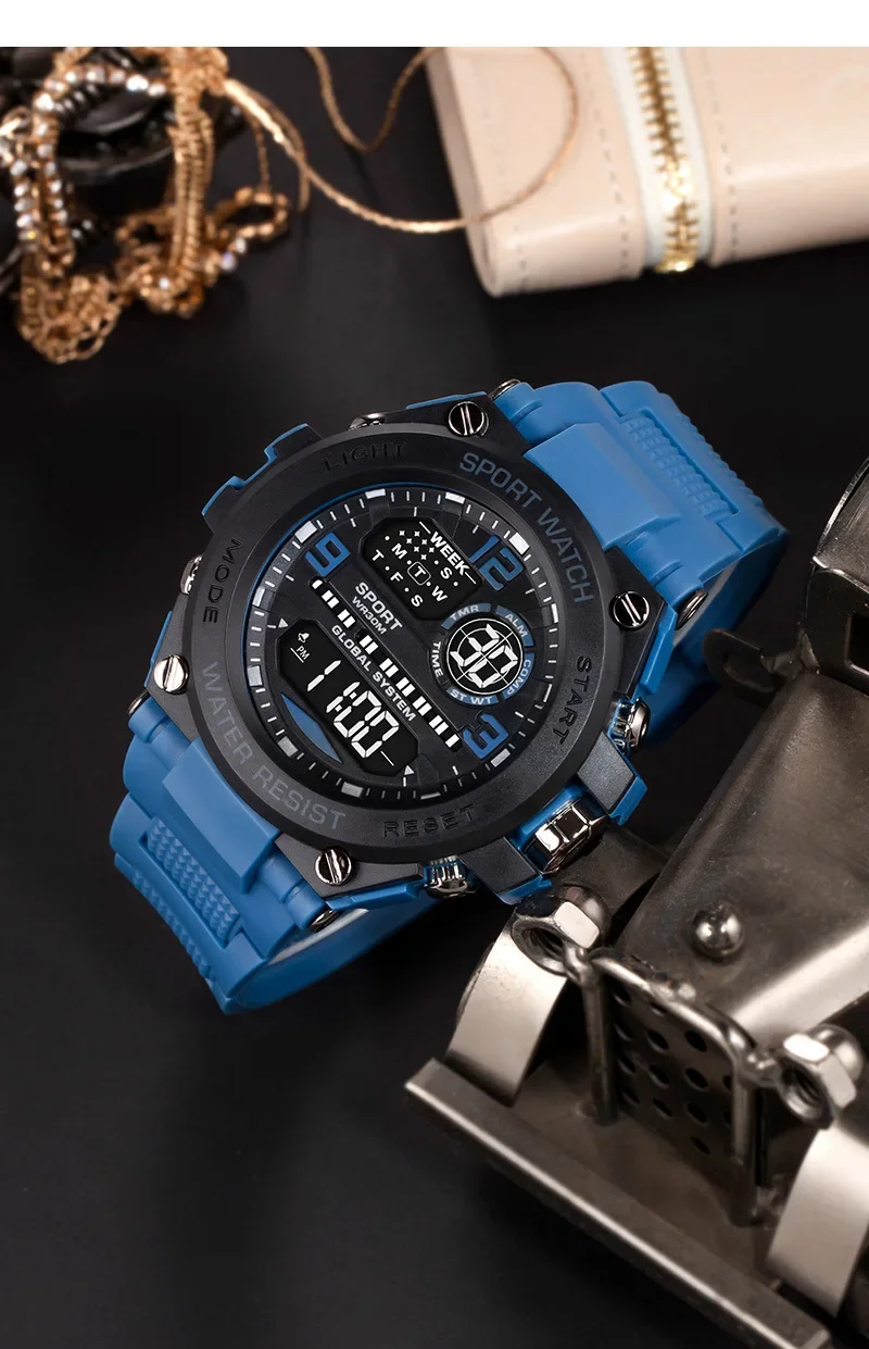 Luxury Electronic Watch for Man Outdoor Sports Men's Watches Stopwatch Waterproof Calendar LED Digital Sports Watch for Student